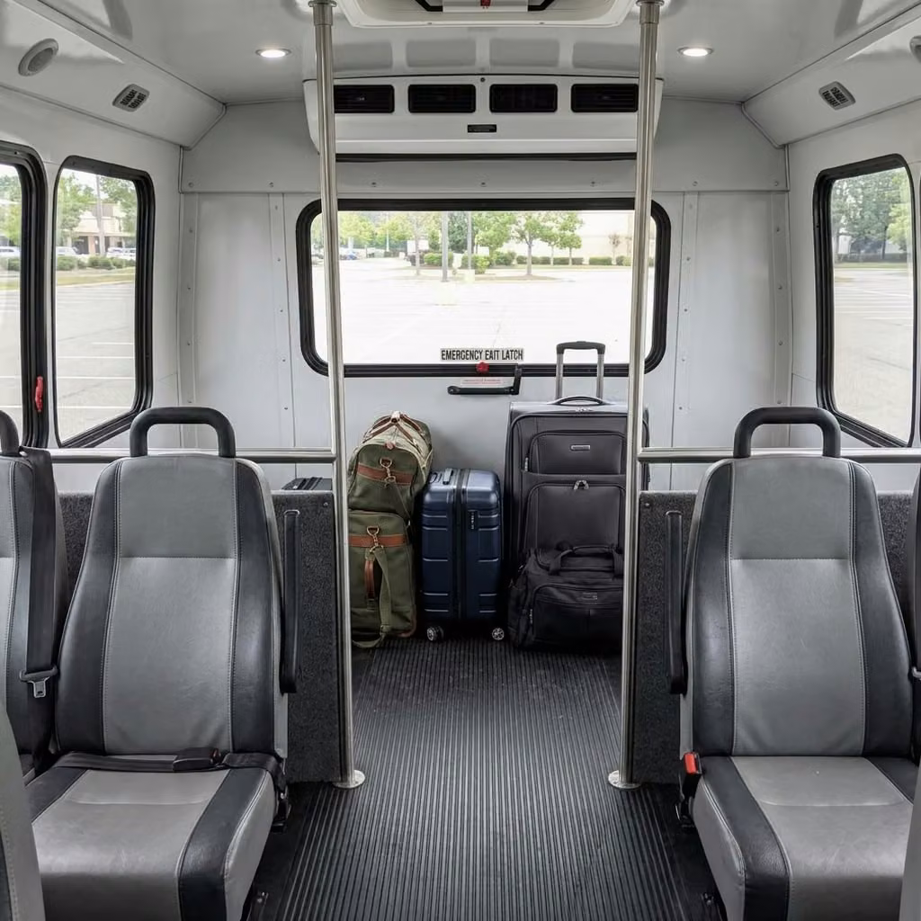 post falls 28 passenger minibus luggage area