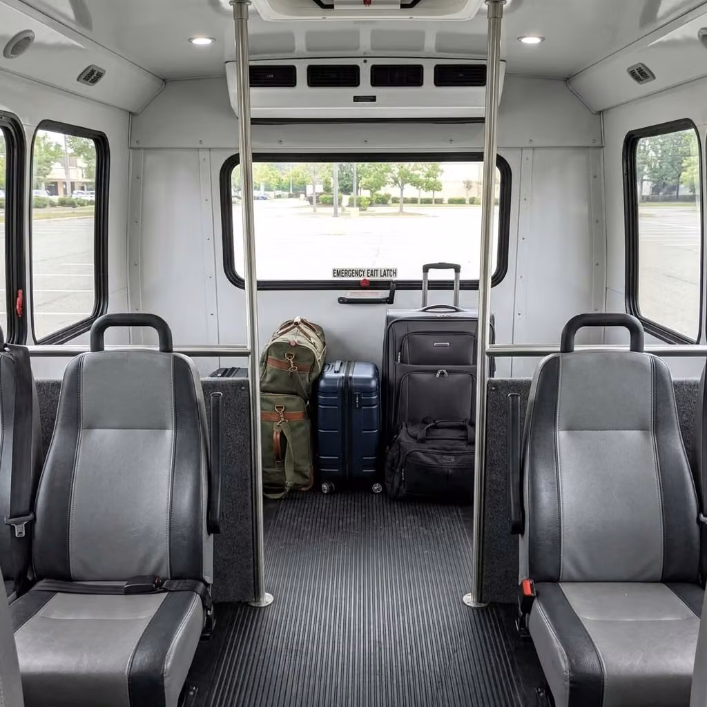 post falls 35 passenger minibus luggage area