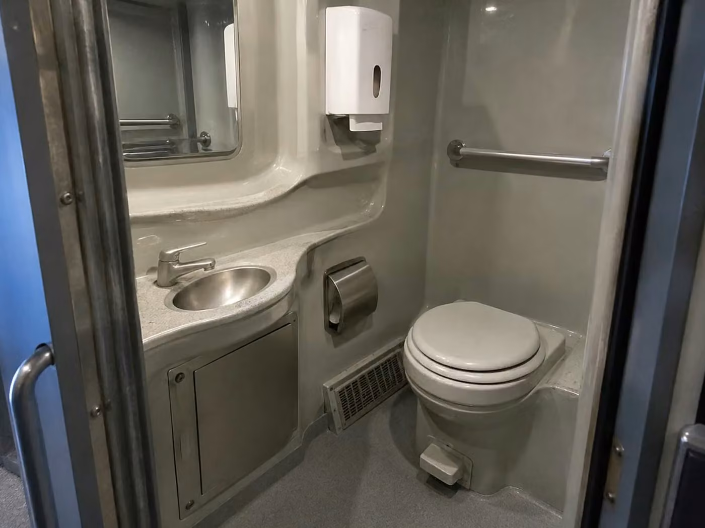 post falls charter bus onboard restroom